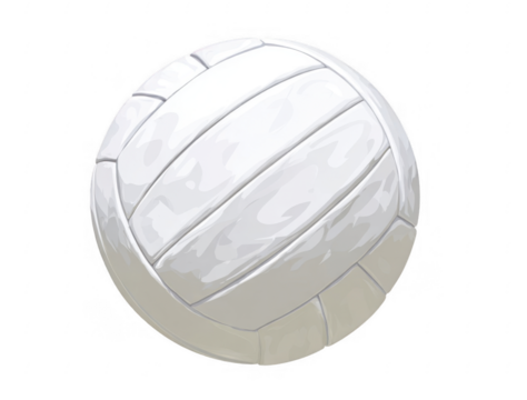 Close up of a white volleyball isolated on a transparent background with detailed panels