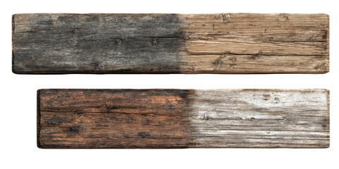 Two weathered wooden planks, contrasting tones