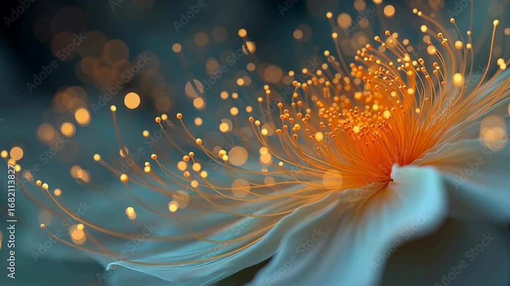 Poster vibrant close-up image of an orange flower with soft bokeh effect