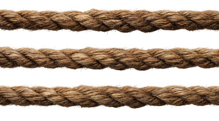 Three parallel strands of light brown rope against a black background.  The rope texture is clearly visible, with individual strands and a slightly rough appearance. 