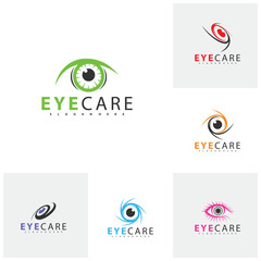 Set of Eye Logo design vector template. Colorful media icon. Vision Logotype concept idea