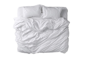 Naklejka premium White bed linens, crumpled and draped