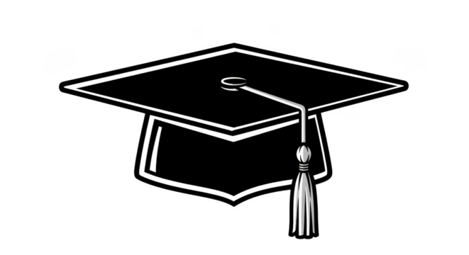 Graduation Cap Icon Black White Design