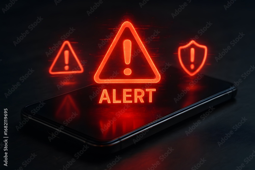 Poster digital alert displayed on a mobile phone screen