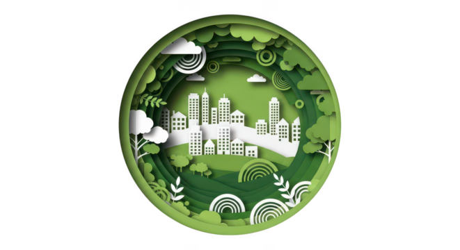 Green City Papercut Illustration