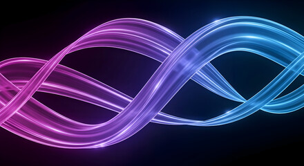 Abstract intertwined glowing lines on black background