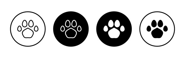 Paw icon symbol for apps and websites. paw print sign and symbol. dog or cat paw