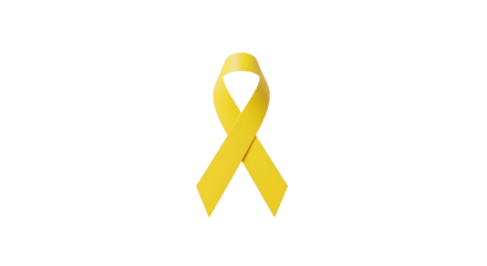 Minimalist yellow ribbon on white background, clean design for awareness month.