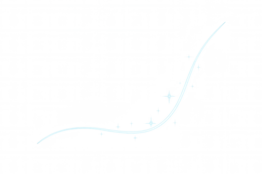 Light trail weaving through sparkling stars, generating magical luminescence against transparent backdrop, perfect for ethereal design embellishment