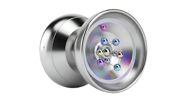 Sleek modern yo-yo with colorful internal spinning spheres captures attention
