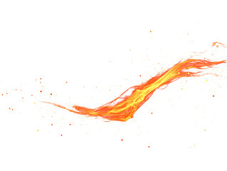 Vibrant glowing fire and energy streak on transparent background