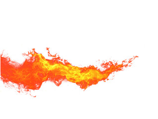 Dynamic fiery streak isolated on transparent background, vibrant hot burning flames