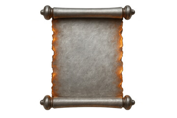 Metallic scroll burning against a transparent background, perfect for enhancing fantasy or historical themes in various creative projects