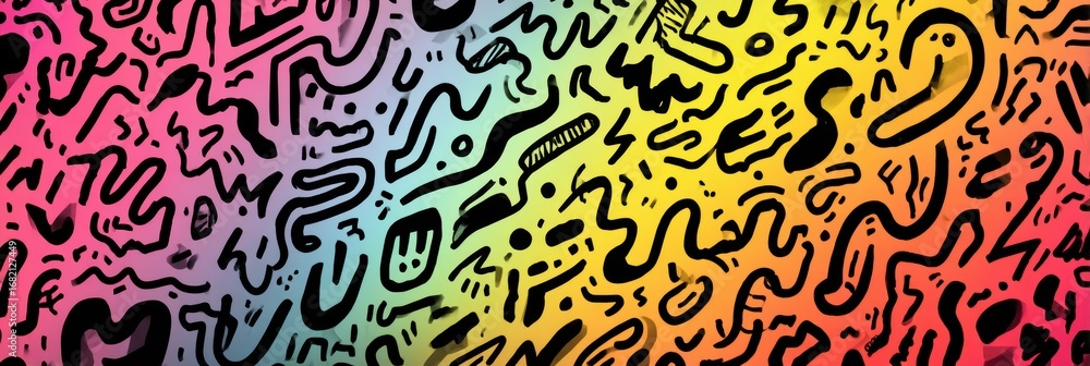 Poster colorful abstract patterns create a vibrant and energetic backdrop showcasing dynamic shapes and flu