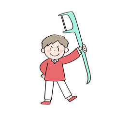 子供と歯のケアのイラスト