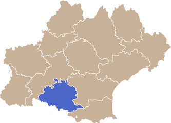Illustration carte de la région Occitanie avec département Ariège mis en lumière