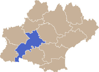 Illustration carte de la région Occitanie avec département Haute-Garonne mis en lumière