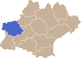 Obraz premium Illustration carte de la région Occitanie avec département Gers mis en lumière