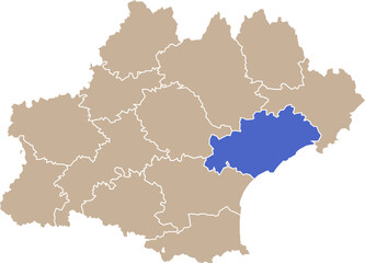 Illustration carte de la région Occitanie avec département Hérault mis en lumière
