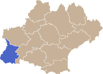 Illustration carte de la région Occitanie avec département Hautes-Pyrénées mis en lumière