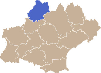 Illustration carte de la région Occitanie avec département Lot mis en lumière