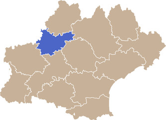 Illustration carte de la région Occitanie avec département Tarn-et-Garonne mis en lumière