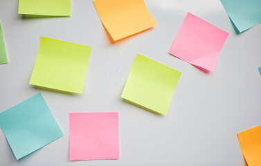 Fototapeta premium Colorful Blank Sticky Notes on White Background