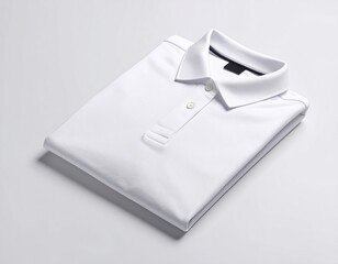 Crisp White Polo Shirt Perfectly Folded, Ready to Wear