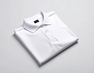 Crisp White Polo Shirt Folded Neatly on Light Background