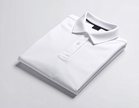 Crisp White Polo Shirt Perfectly Folded, Ready to Wear