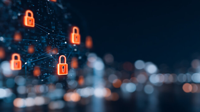 ssl security concept with user-server connection and lock icon on dark background.