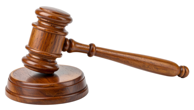 Judge's Gavel, with Clipping Path; Justice Concept Isolated on Transparent Background