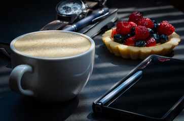 Coffee Break with Sweet Pastry Cozy Dessert Moment.