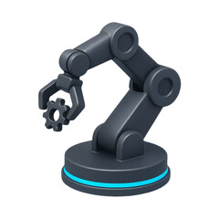3D Robotic Arm Icon — Transparent PNG