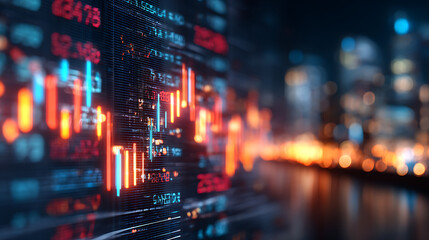 Obraz premium graph stock market with rising lines and numbers