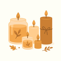 Cozy Autumn Candle Set with Seasonal Decor