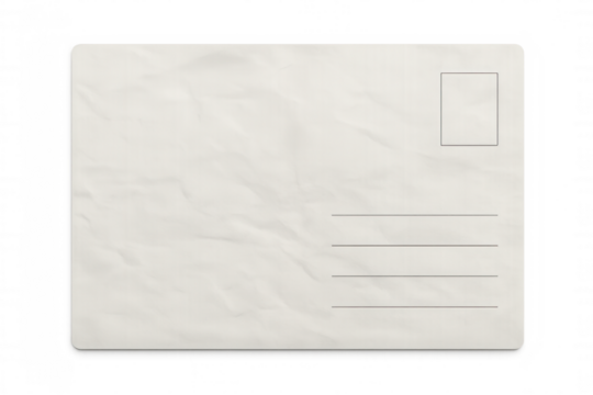 Crumpled white postcard with space for text and address, isolated on transparent background, perfect for travel and communication projects - Powered by Adobe