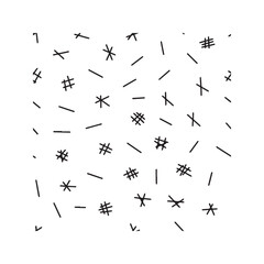 Fototapeta premium Abstract seamless pattern with random chaotic black lines and stripes. Minimalist geometric background with hand-drawn crosshatching on a white backdrop. 