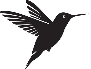 Obraz premium Elegant black hummingbird silhouette in flight, capturing motion and grace
