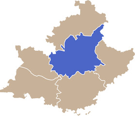 Fototapeta premium Illustration carte de la région Provence-Alpes-Côte d'Azur avec département Haute-Provence mis en lumière