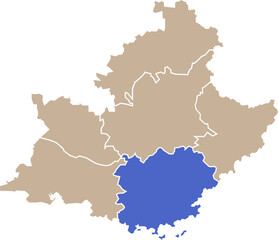 Illustration carte de la région Provence-Alpes-Côte d'Azur avec département Var mis en lumière