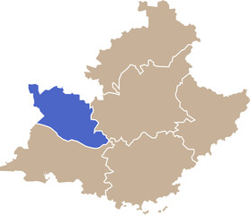 Illustration carte de la région Provence-Alpes-Côte d'Azur avec département Vaucluse mis en lumière