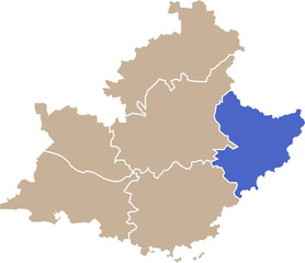 Illustration carte de la région Provence-Alpes-Côte d'Azur avec département Alpes-Maritimes mis en lumière