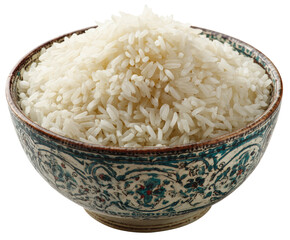 Cooked rice in a decorative bowl