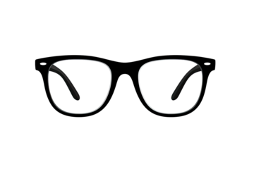 Close-up of eyeglasses, dark frames, black background