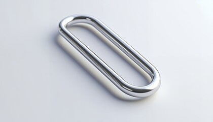 Close-up of a sleek, chrome, oval-shaped handle.