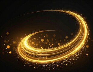 Golden Swirl Bokeh Trail with Shiny Particles &ndash; Elegant Light Path Overlay