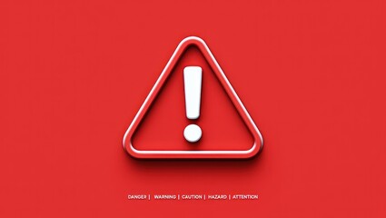 Warning sign with exclamation mark on red background, conveying urgency and danger