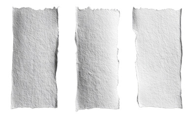 Three torn, textured white paper strips