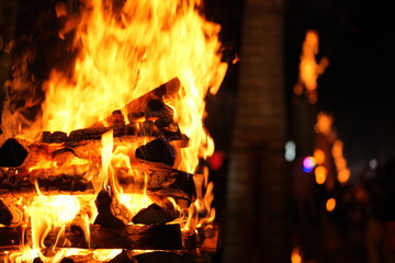 Fantasy Scene with Torch and Fire / 日本三奇祭「吉田の火祭り」神秘的な儀式を思わせる松明の火
